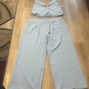 Fashion Nova Light Blue Wide Leg Jumpsuit